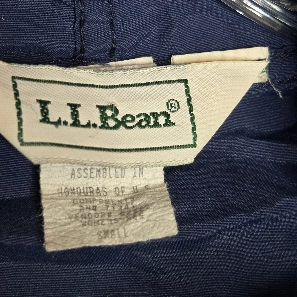 Vintage LL Bean Anorak Pullover Hooded Blue Jacket Rain Coat Windbreaker SMALL - Picture 5 of 9